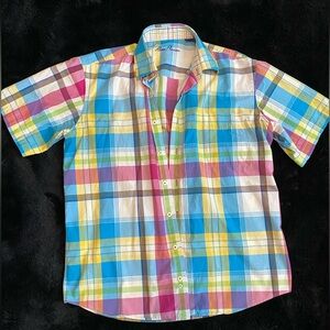 Alan Flusser Colorful Plaid Men's Shirt SZ M